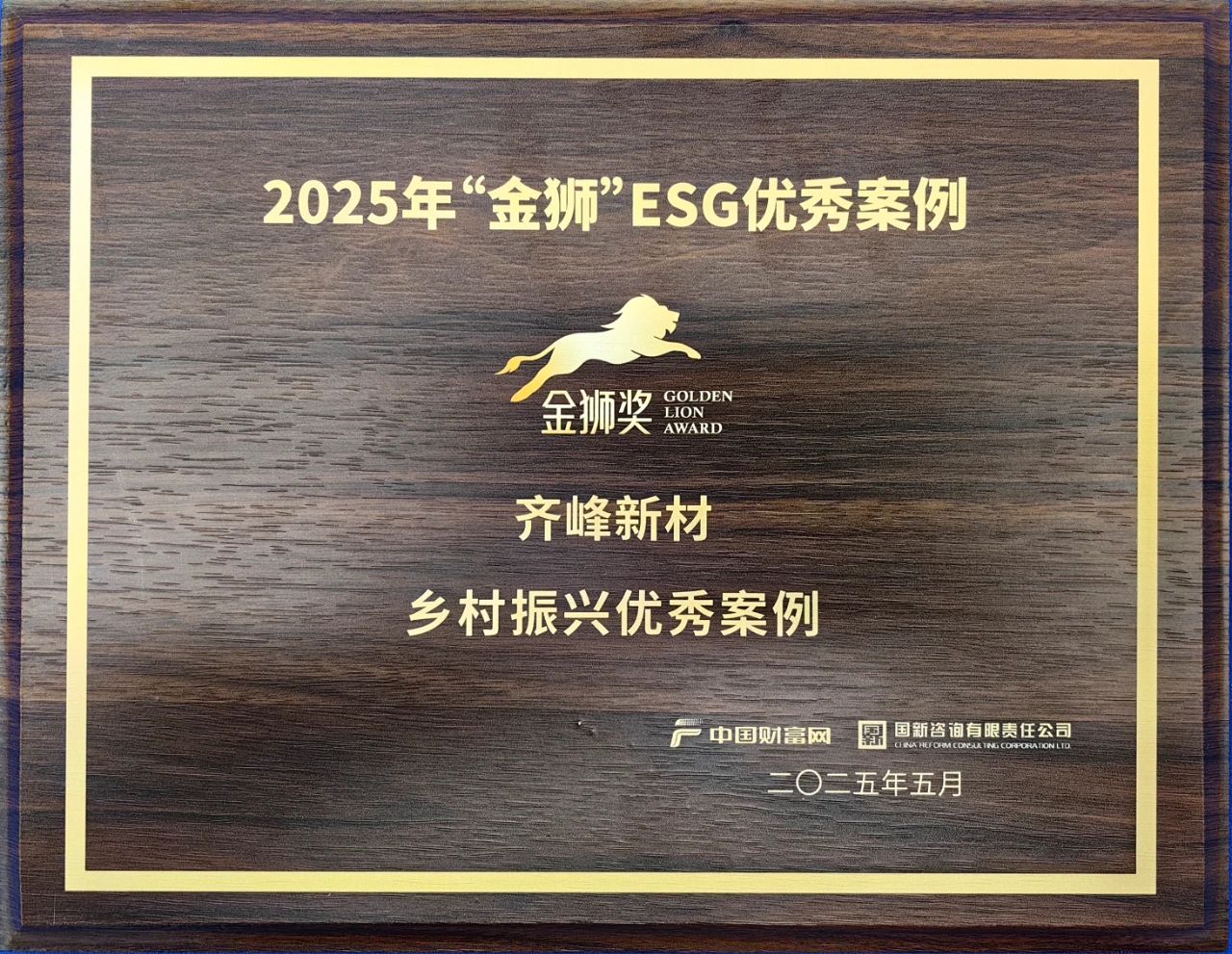 2025年5月9日皇家国际新材入选2025“金狮”ESG——村落振兴优良案例